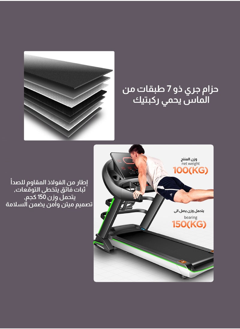 Treadmill LMF-2700 with 5 HP Motor, 15-Level Automated Incline, 15.6-Inch Touchscreen, Bluetooth Speaker, and 7-Layer Running Belt, Home & Office Exercise Machine