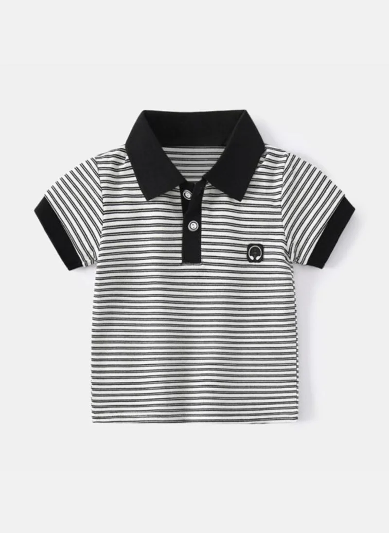 YUNIQEE White Striped Polo Collar Tshirt