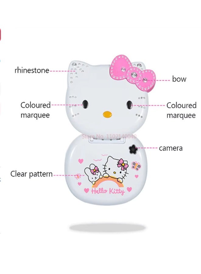 Hello Kitty Cute Mini Girl Mobile Phone with Flip Cartoon No Lock Kids Dual Card Mobile Phone Kids Gift Kawaii Toys - Image 3