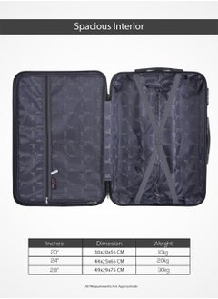 PARAJOHN 3-Piece Hard Side ABS Spinner Luggage Trolley Set 20/24/28 Inch Dark Grey  - Image 5