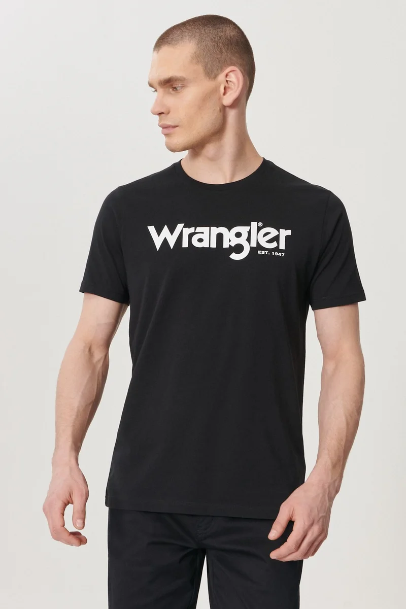 رانجلر Men's Black Regular Fit Crew Neck T-Shirt