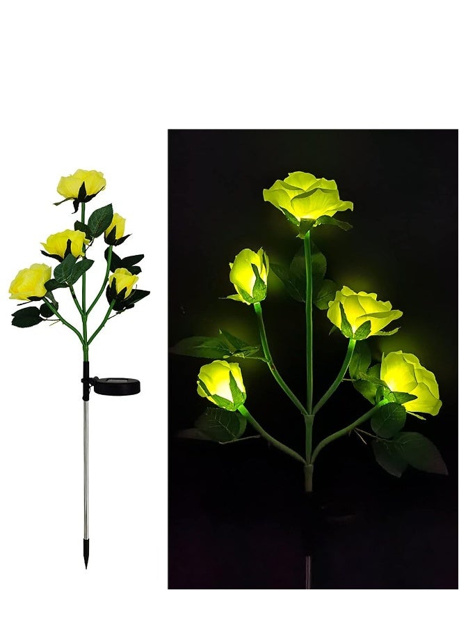 Generic Solar Rose Light, 5 Heads Waterproof Solar Powered Flower Lights, Rose Light for Garden Patio and more  - Image 2