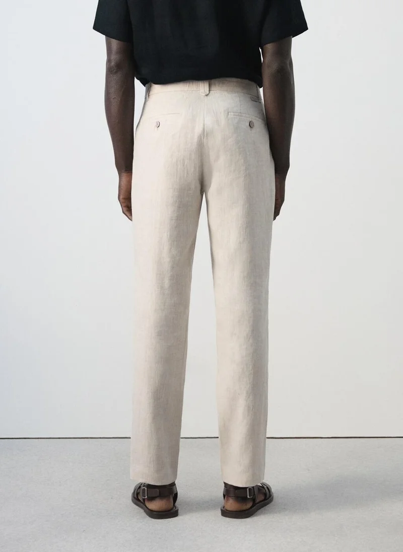 Mango Man Slim-fit 100% linen trousers