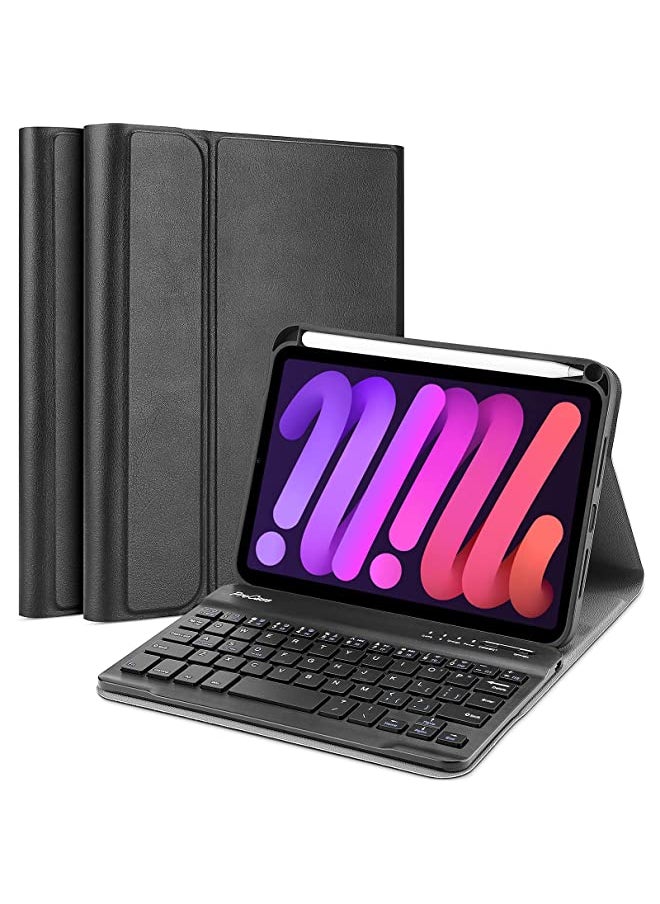 Procases - ProCase iPad Mini 6 Keyboard Case 2021, with Magnetically Detachable Wireless Keyboard and Pencil Holder for 8.3 Inch iPad Mini 6th Generation -Black - Image 1