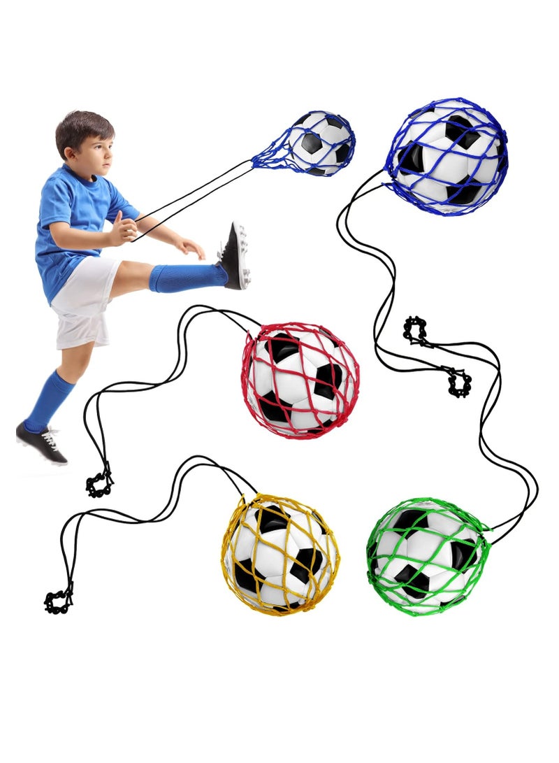 4 Pcs Kids Soccer Ball Trainer Soccer Juggle Kick Trainer Solo Handle Throw Adjustable Locked Net Bungee Elastic Soccer Ball Net Kicker for Youth Adults Training Equipment, 4 Color Size 3 4 5 - Image 1