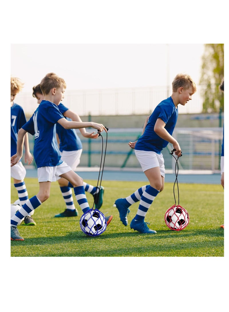 4 Pcs Kids Soccer Ball Trainer Soccer Juggle Kick Trainer Solo Handle Throw Adjustable Locked Net Bungee Elastic Soccer Ball Net Kicker for Youth Adults Training Equipment, 4 Color Size 3 4 5 - Image 2