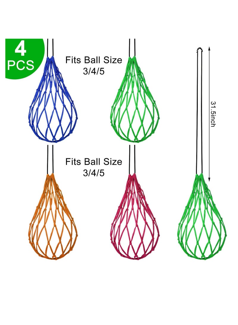 4 Pcs Kids Soccer Ball Trainer Soccer Juggle Kick Trainer Solo Handle Throw Adjustable Locked Net Bungee Elastic Soccer Ball Net Kicker for Youth Adults Training Equipment, 4 Color Size 3 4 5 - Image 3