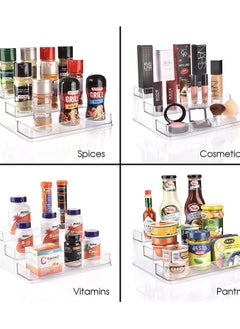 KASTWAVE 3-Tier Clear Spice Rack Organizer for cabinet (2-Pack) - Step Shelf - for Kitchen Pantry Countertop Bathroom Bedroom Office Desk Shelf - Acrylic - BPA Free  - Image 2