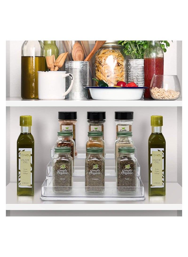 KASTWAVE 3-Tier Clear Spice Rack Organizer for cabinet (2-Pack) - Step Shelf - for Kitchen Pantry Countertop Bathroom Bedroom Office Desk Shelf - Acrylic - BPA Free  - Image 3