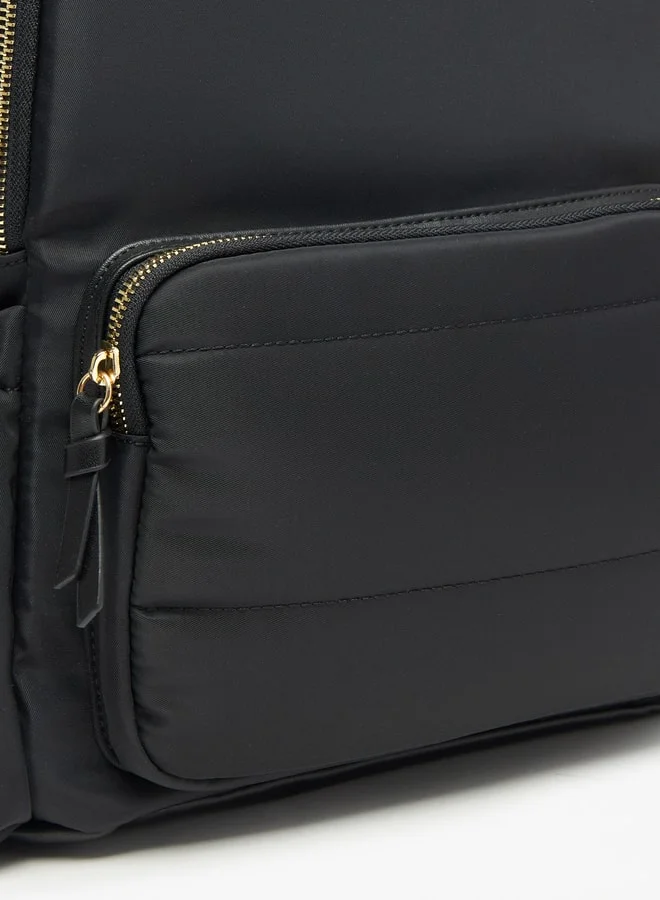 ميسي Quilted Backpack with Adjustable Straps and Zip Closure