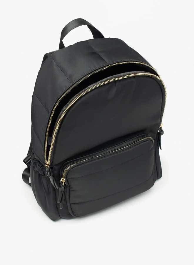 ميسي Quilted Backpack with Adjustable Straps and Zip Closure