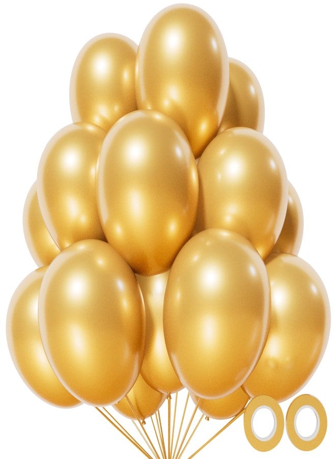 KUULBELA 110pcs Metallic Gold Balloons, Metallic Gold Latex Balloons 12 inch, Gold Balloon for Birthday Party Baby Shower Wedding(with 2 Ribbons). - Image 1