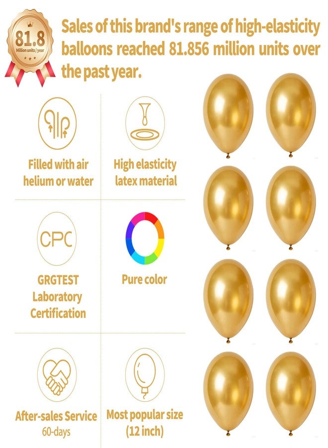 KUULBELA 110pcs Metallic Gold Balloons, Metallic Gold Latex Balloons 12 inch, Gold Balloon for Birthday Party Baby Shower Wedding(with 2 Ribbons). - Image 2