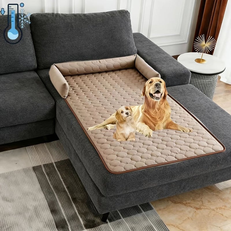 1pc Extra Large Ice Silky Fiber Fabric Pet Cooling Mat Grey 120x90cm Round Pattern Non Slip Floor Mat Washable Sofa Protector Breathable Bite Resistant Easy to Clean - Image 3