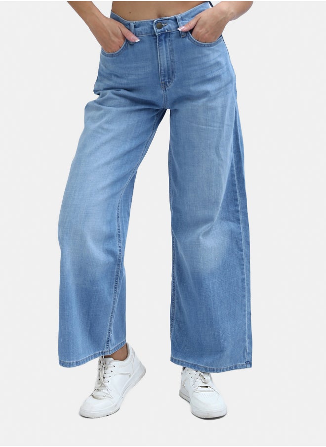 RAVIN Solid Wide-Leg Light Jeans Blue Jeans  - Image 1
