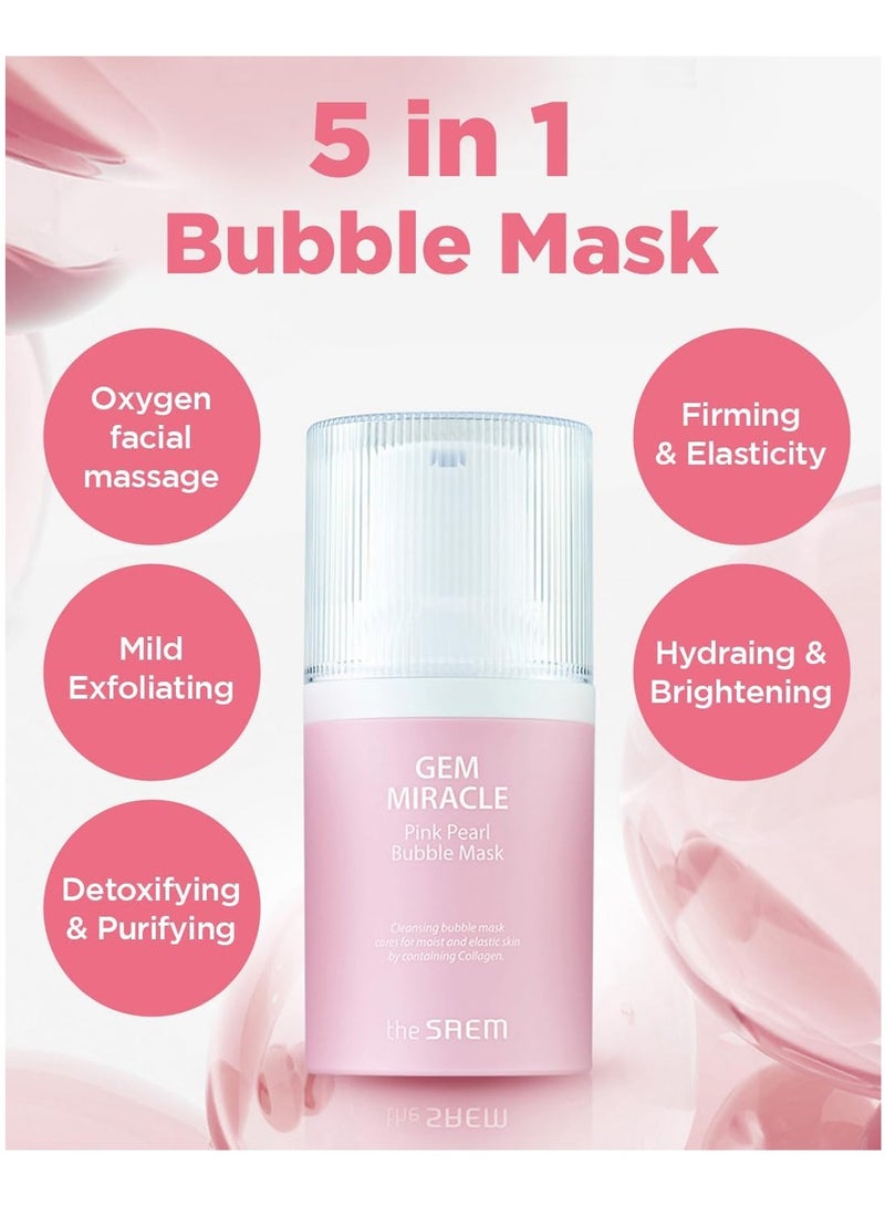 the SAEM Pink Pearl Bubble Mask with Oxygen Bubbles - Gentle Pore Cleanser, for Bright and Firm Skin with Collagen, Calamine and Hyaluronic Acid - Image 2