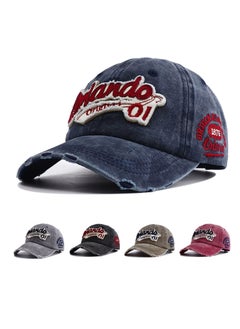 Excefore Baseball Cap Mens, Vintage Baseball Trucker Hat, Cotton Embroidered Snapback Cap, Unisex Snapback Outdoor Adjustable Sports Cap(Navy Blue)…  - Image 1