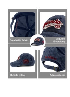 Excefore Baseball Cap Mens, Vintage Baseball Trucker Hat, Cotton Embroidered Snapback Cap, Unisex Snapback Outdoor Adjustable Sports Cap(Navy Blue)…  - Image 2
