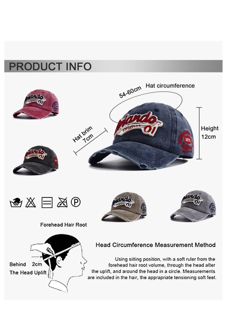 Excefore Baseball Cap Mens, Vintage Baseball Trucker Hat, Cotton Embroidered Snapback Cap, Unisex Snapback Outdoor Adjustable Sports Cap(Navy Blue)…  - Image 3