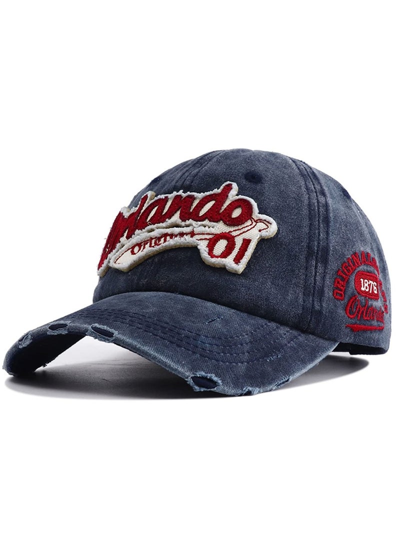 Excefore Baseball Cap Mens, Vintage Baseball Trucker Hat, Cotton Embroidered Snapback Cap, Unisex Snapback Outdoor Adjustable Sports Cap(Navy Blue)…  - Image 5