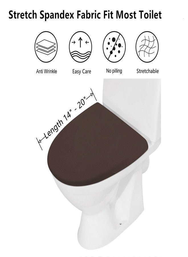 AZHCHKE Toilet Lid Cover, Bathroom Stretch Spandex Washable Toilet Lid Seat Protector Cover with Elastic Bottom, Coffee - Image 3