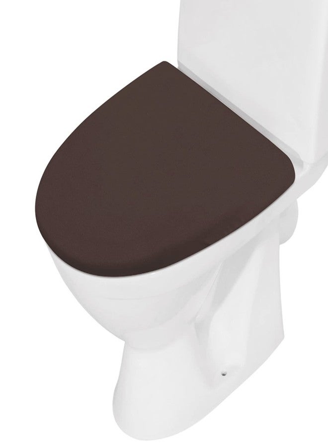 AZHCHKE Toilet Lid Cover, Bathroom Stretch Spandex Washable Toilet Lid Seat Protector Cover with Elastic Bottom, Coffee - Image 1