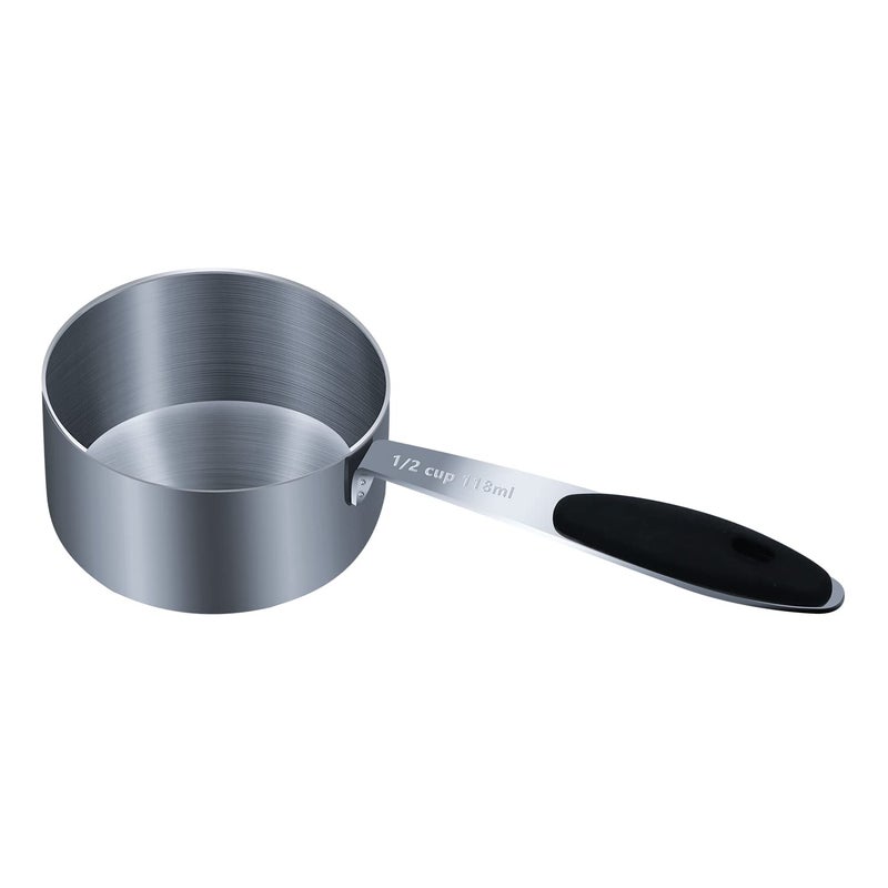 LEIFENY 1PCS 12Cup 118ml 4oz Single Measuring Cup with Black Silicone Grip Stainless Steel Individual Measure Scoop Only