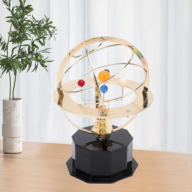 Aramox Metal Solar System Model, Educational Toy for Home Office Ornament Gold, Crafted from Iron Plastic Materials, Rotates Manually - Image 5