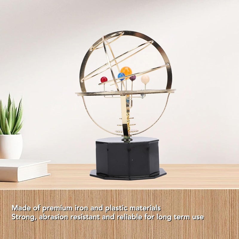 Aramox Metal Solar System Model, Educational Toy for Home Office Ornament Gold, Crafted from Iron Plastic Materials, Rotates Manually - Image 3