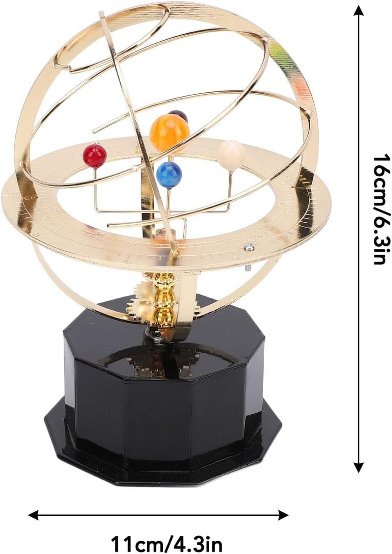 Aramox Metal Solar System Model, Educational Toy for Home Office Ornament Gold, Crafted from Iron Plastic Materials, Rotates Manually - Image 2