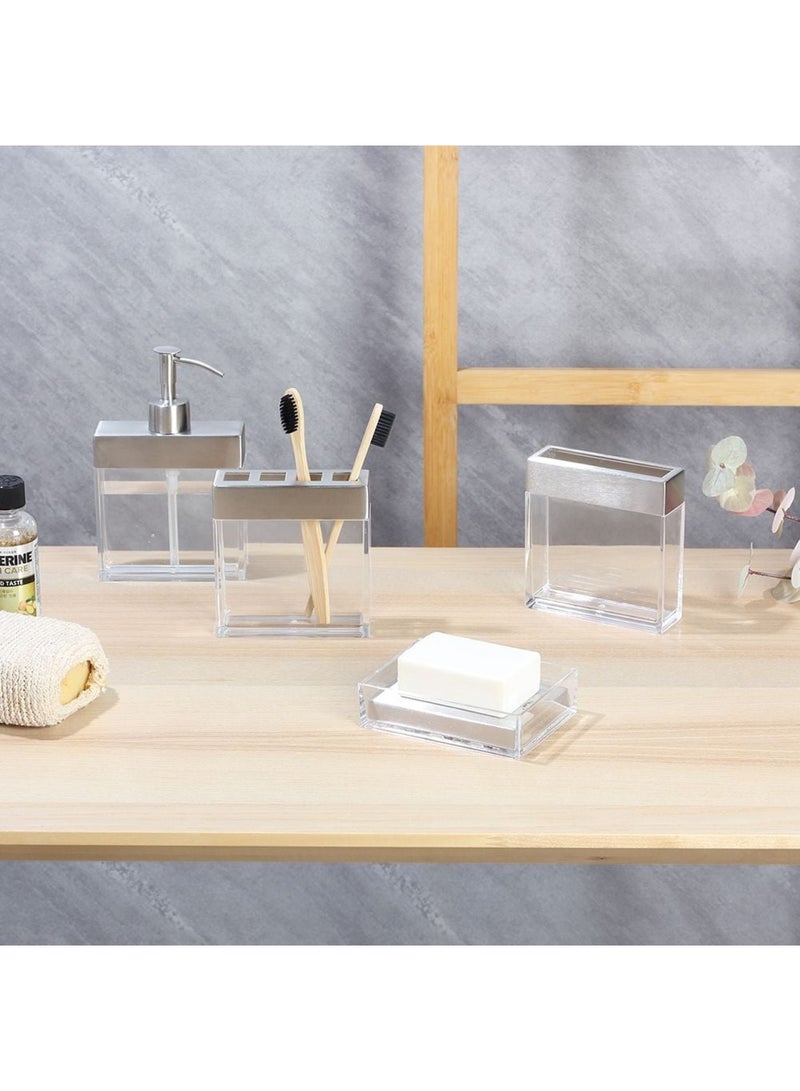 Delia 4-Pc Stainless Steel Bath Set - 11x3.5x16.5 cm - Silver