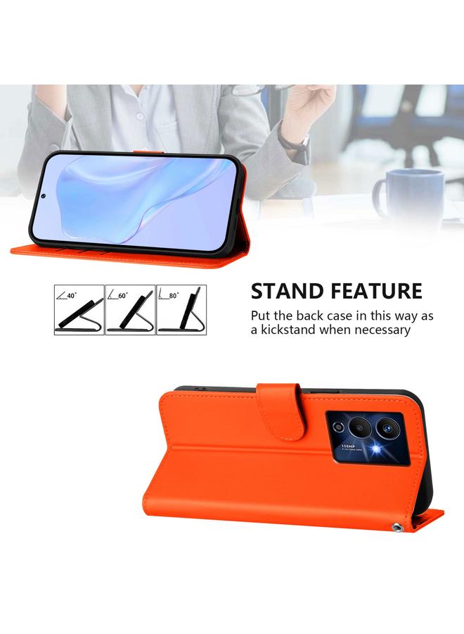 زبون جراب لهاتف Infinix Note 12 Pro 5G مصنوع من الجلد بلون سادة مع حبل - Image 3