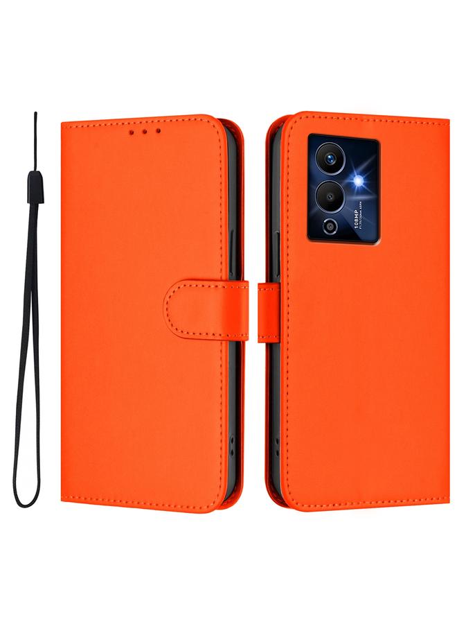 زبون جراب لهاتف Infinix Note 12 Pro 5G مصنوع من الجلد بلون سادة مع حبل - Image 2