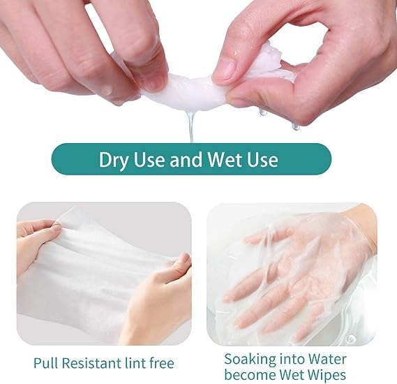 PIRU PIRU Dry Wipes for Baby and Adults 100 Count 2 PACKETS50 EACH Ultra Soft Cotton Tissue Washcloths 8 x 8 Travel Size - Image 4