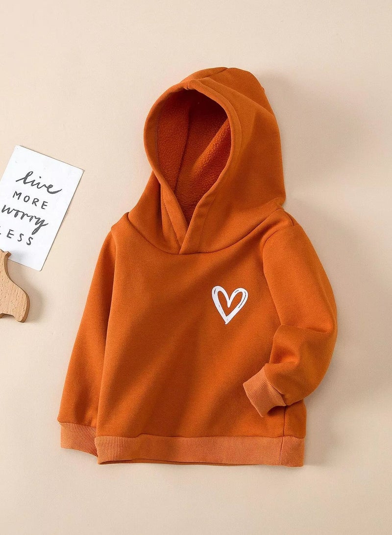 Baby Heart Print Thermal Lined Hoodie - Image 1