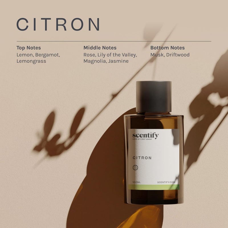 Scentify سنتيفي سترون عطر زيت عطري لإعادة تعبئة البخاخات الزيتية - نغمات الليمون والياسمين والمسك والخشب - عطر بخاخ عطري فاخر ومريح 100 مل، 3.38 أونصة - Image 3