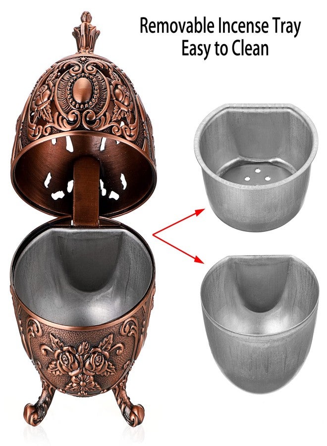 JUXYES Vintage Incense Burner Holder with Removable Ash Catchers, Metal Censer Antique Cone Coil Incense Burner Holder Zinc Alloy Spiritual Aromatherapy Yoga Meditation Gifts Retro Home Decoration - Image 3