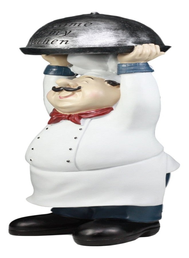 Ebros Gift Ebros Master Bistro Chef Holding Melting Dome Tray Statue 14"Tall Head Cook With "Welcome To My Kitchen" Sign Decor Figurine - Image 3