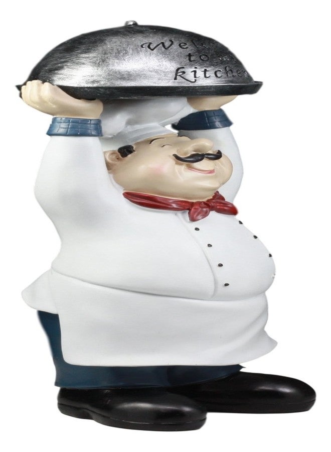 Ebros Gift Ebros Master Bistro Chef Holding Melting Dome Tray Statue 14"Tall Head Cook With "Welcome To My Kitchen" Sign Decor Figurine - Image 5