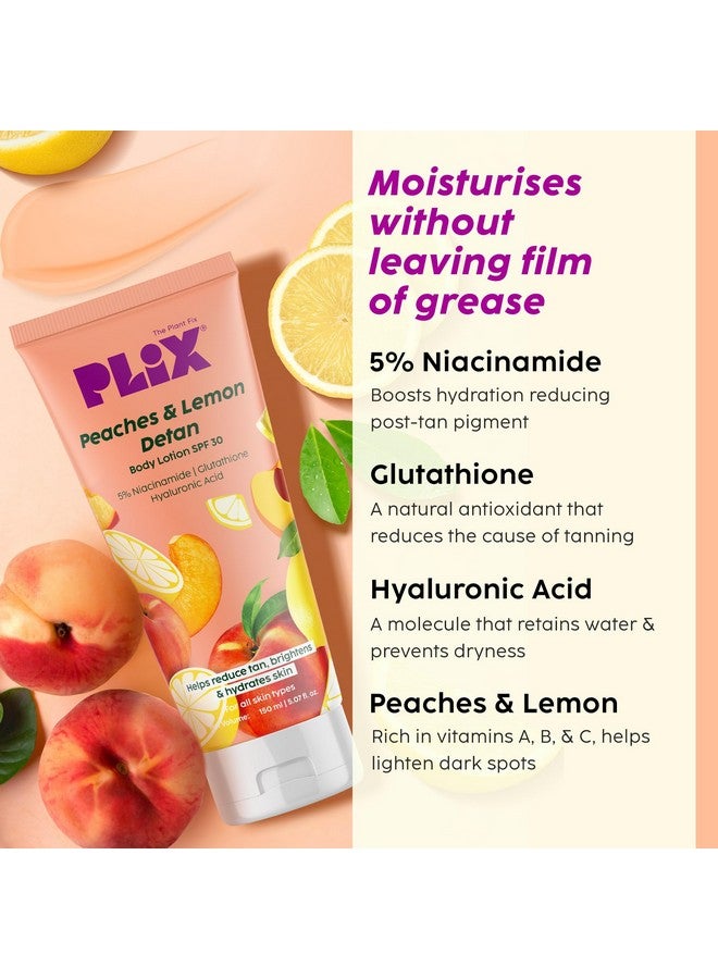 PLIX THE PLANT FIX بليكس فيكس النباتات لوشن الجسم بخوخ والليمون مع 5% نياسيناميد | 150 مل | يقلل من السمرة، يضيء ويرطب البشرة | غير لزج | للرجال والنساء | خالي من البارابين - Image 4
