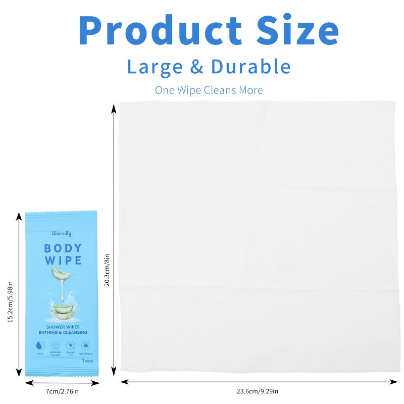 Warmify 40 Pcs Body Wipes Individually Wrapped (9.29" x 8"), Large Shower Wipes for Adults Bathing No Rinse, Portable Personal Cleansing for Gym, Camping, Hiking, Backpacking,Bulk Homeless Supplies - Image 2