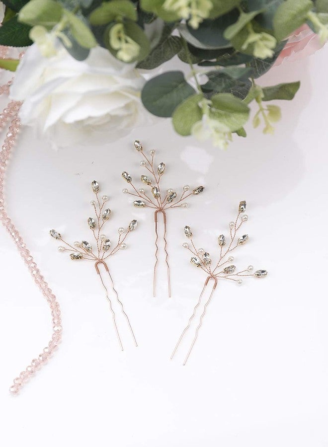 Aimimier Bridal Wedding Hair Pins Gold Hair Jewelry Women Gold Bobby Pins Bridesmaids Hair Pin Wedding Hair Pins Hair Accessories for Women and Bride (Rose gold) - Image 3