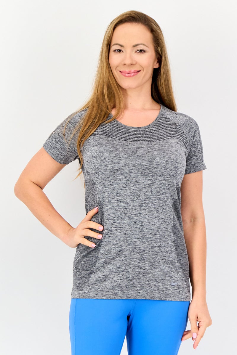 Nike Women Dri-Fit Short Sleeves Training Top, Heather Grey - Image 1