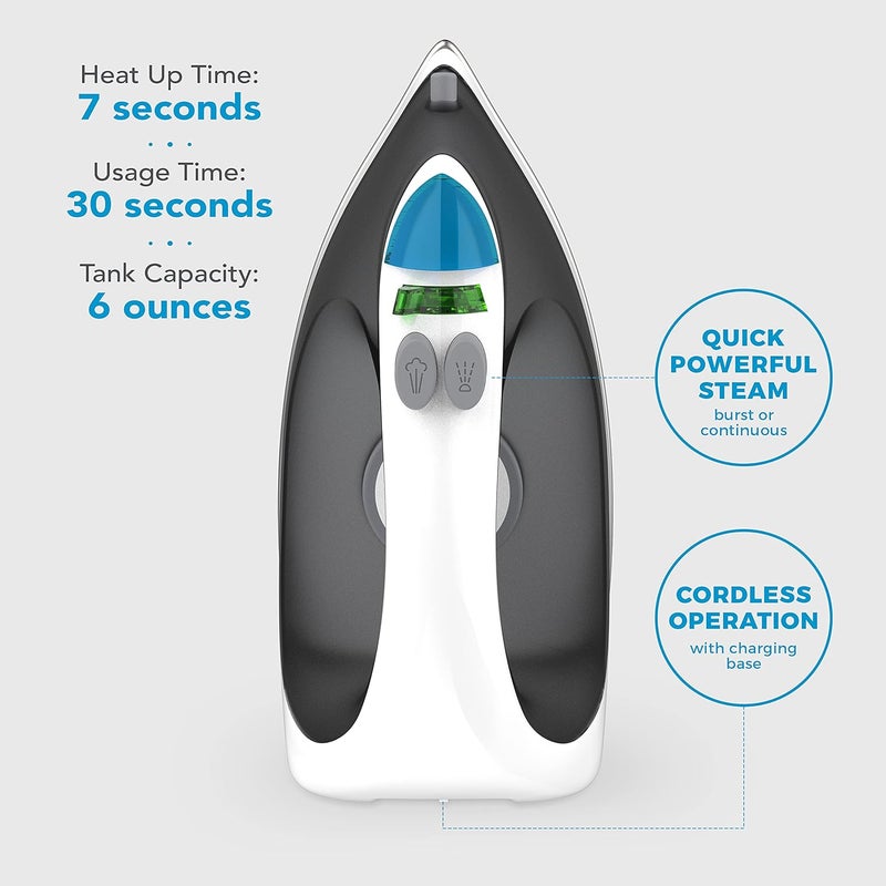 Steamfast مكواة بخار محمولة SF-760 بدون سلك، مع حقيبة حمل، قاعدة غير لاصقة، بيضاء - Image 3