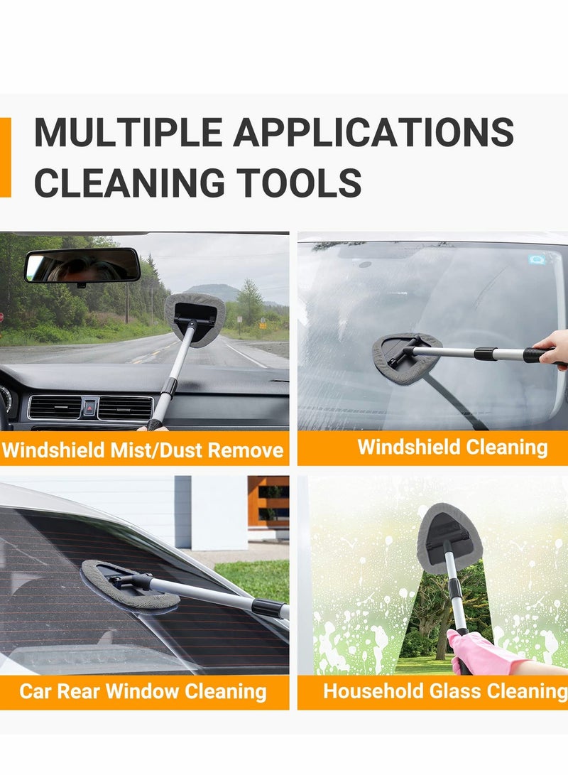 Excefore Car Windshield Cleaning Brush, Microfiber Window Cleaner with 4 Reusable and Washable Pads Extendable Handle Auto Inside Glass Wiper Kit, Gray - Image 5