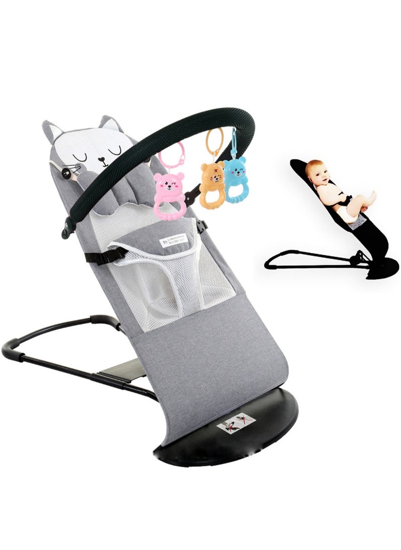 ARNOTEC - Baby Rocking Chair for Newborn to Toddler (0-2 Years), Foldable Bouncer Seat with Toy Bar, 3-Point Safety Harness, Breathable Mesh Fabric, Portable Infant Lounger for Soothing & Play - Image 1