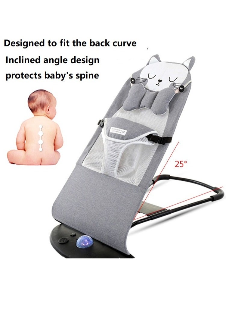 ARNOTEC - Baby Rocking Chair for Newborn to Toddler (0-2 Years), Foldable Bouncer Seat with Toy Bar, 3-Point Safety Harness, Breathable Mesh Fabric, Portable Infant Lounger for Soothing & Play - Image 1
