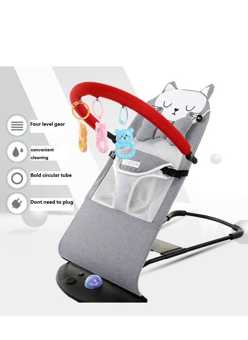 ARNOTEC - Baby Rocking Chair for Newborn to Toddler (0-2 Years), Foldable Bouncer Seat with Toy Bar, 3-Point Safety Harness, Breathable Mesh Fabric, Portable Infant Lounger for Soothing & Play - Image 1