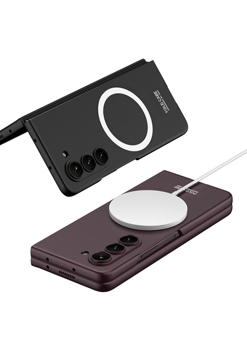 Color Fans - Magnetic Case for Samsung Galaxy Z Fold 5 with Screen Protector Support Magsafe Wireless Charger Red - Image 1
