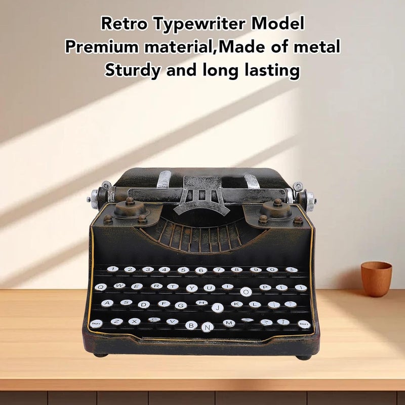 TOPINCN Retro Vintage Typewriter Model Metal Innovative Vintage Typewriter Decoration Antique Art Ornament for Photography Film Prop (Black) - Image 3